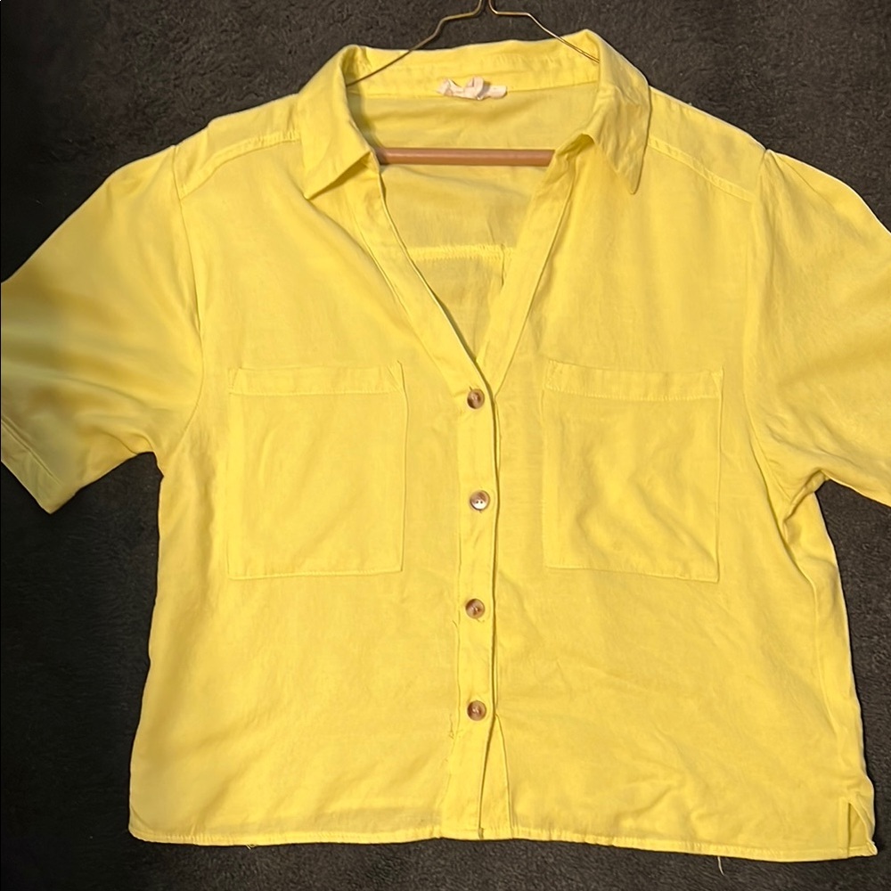 Bright Yellow Button-Up Shirt